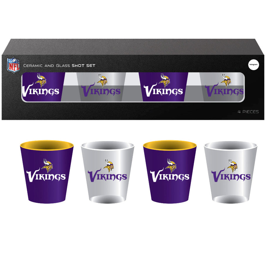 NFL Minnesota Vikings - Glass and Ceramic Shot Glass Set
