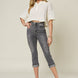 Judy Blue Full Size Button Fly High Waist Cuffed Capris
