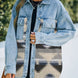 Collared Neck Dropped Shoulder Denim Jacket