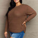 Zenana Breezy Days Plus Size High Low Waffle Knit Sweater
