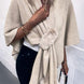 Surplice Neck Pom-Pom Trim Poncho