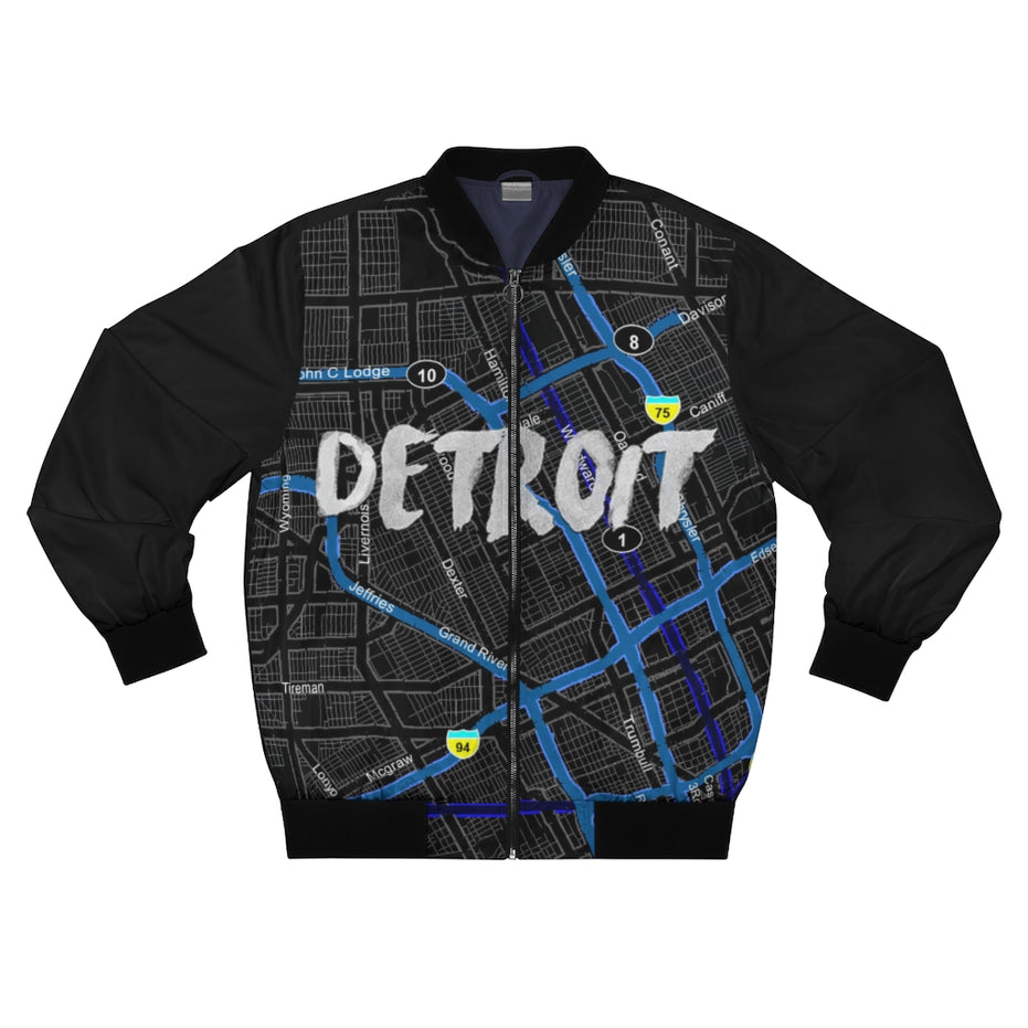 Detroit Kimante All Black, Black Sleeves AOP Bomber Jacket