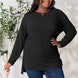 Basic Bae Full Size Ribbed Round Neck Long Sleeve Slit Top