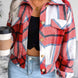 Plaid Collared Neck Drop Shoulder Jacket