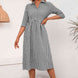 Plaid Collared Neck Midi Dress