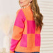 Woven Right Checkered V-Neck Dropped Shoulder Cardigan
