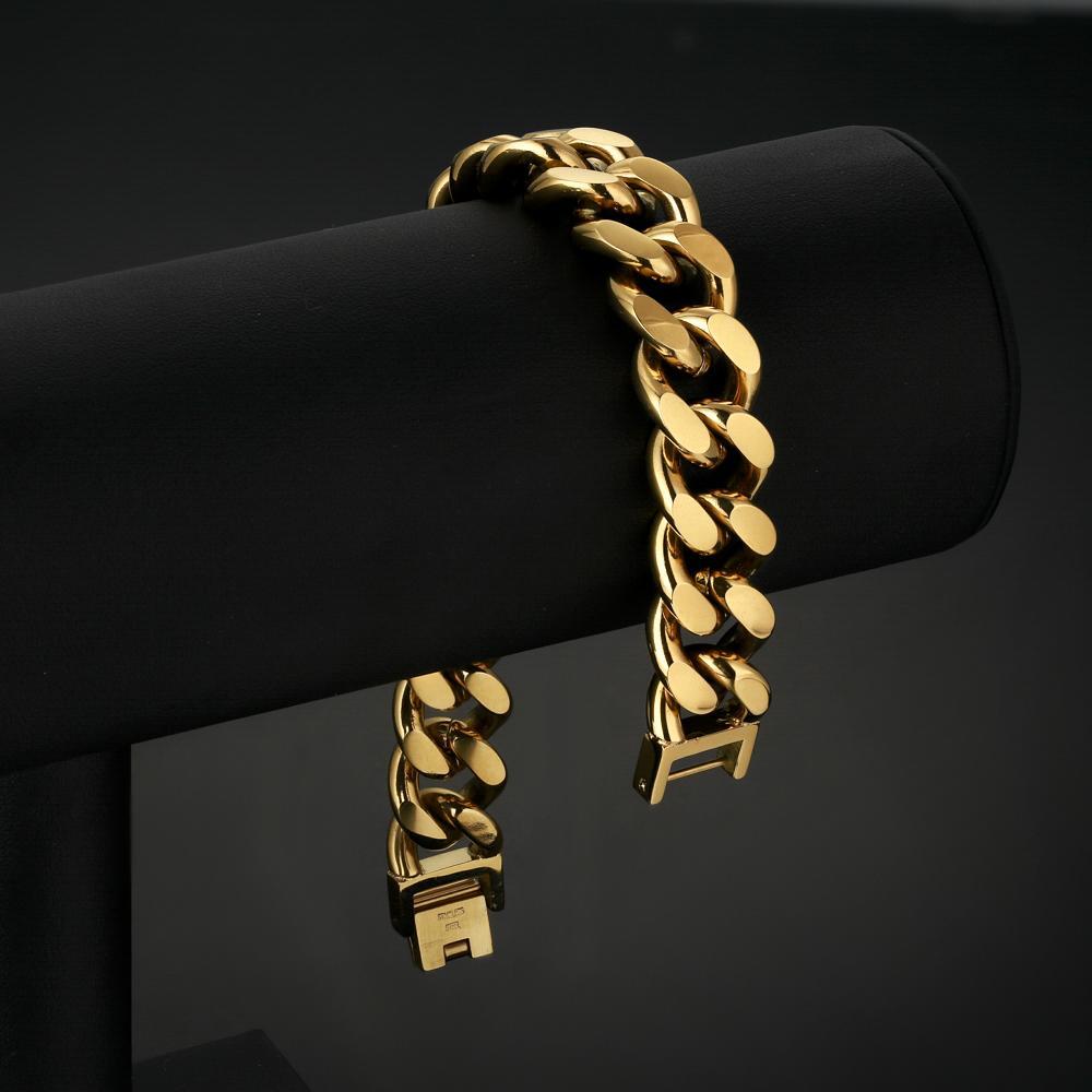 14mm Miami Cuban Link Bracelet 14K Gold Plated by Bling Proud | Urban Jewelry Online Store