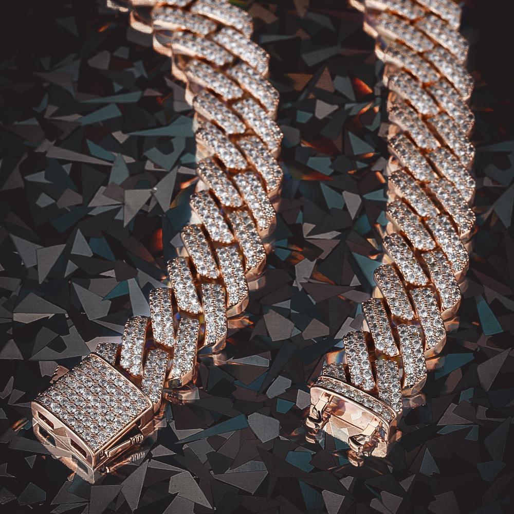 15mm Iced Out Prong Link Cuban Link Choker in Rose Gold by Bling Proud | Urban Jewelry Online Store