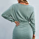 Ruched Dropped Shoulder Textured Knit Dress