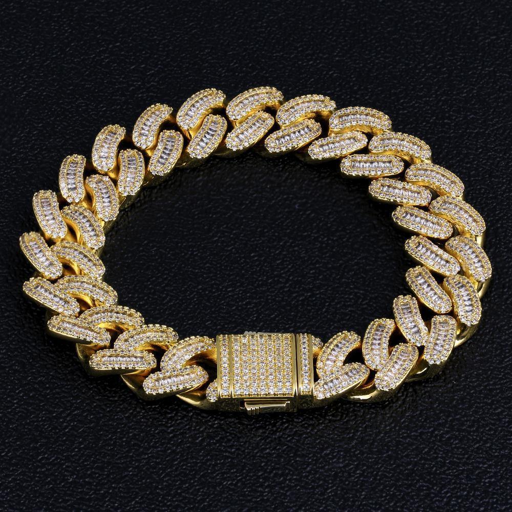 16mm Iced Out Baguette Cut Mens Cuban Link Bracelet in 14K Gold by Bling Proud | Urban Jewelry Online Store