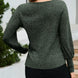 Ribbed Round Neck Lantern Sleeve Knit Top
