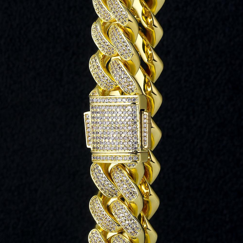 18mm Iced Out Cuban Link Chain 14K Gold Plated by Bling Proud | Urban Jewelry Online Store