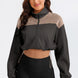 Contrast Drawstring Zip Up Jacket