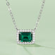 Lab-Grown Emerald Rectangle Pendant Necklace