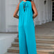 Double Take Full Size Tie Back Cutout Sleeveless Jumpsuit