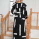 Printed Tie Front Ruffle Trim Long Sleeve Dress