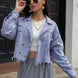 Lapel Collar Long Sleeve Denim Jacket