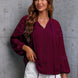 Crochet Tassel Tie Neck Long Sleeve Blouse