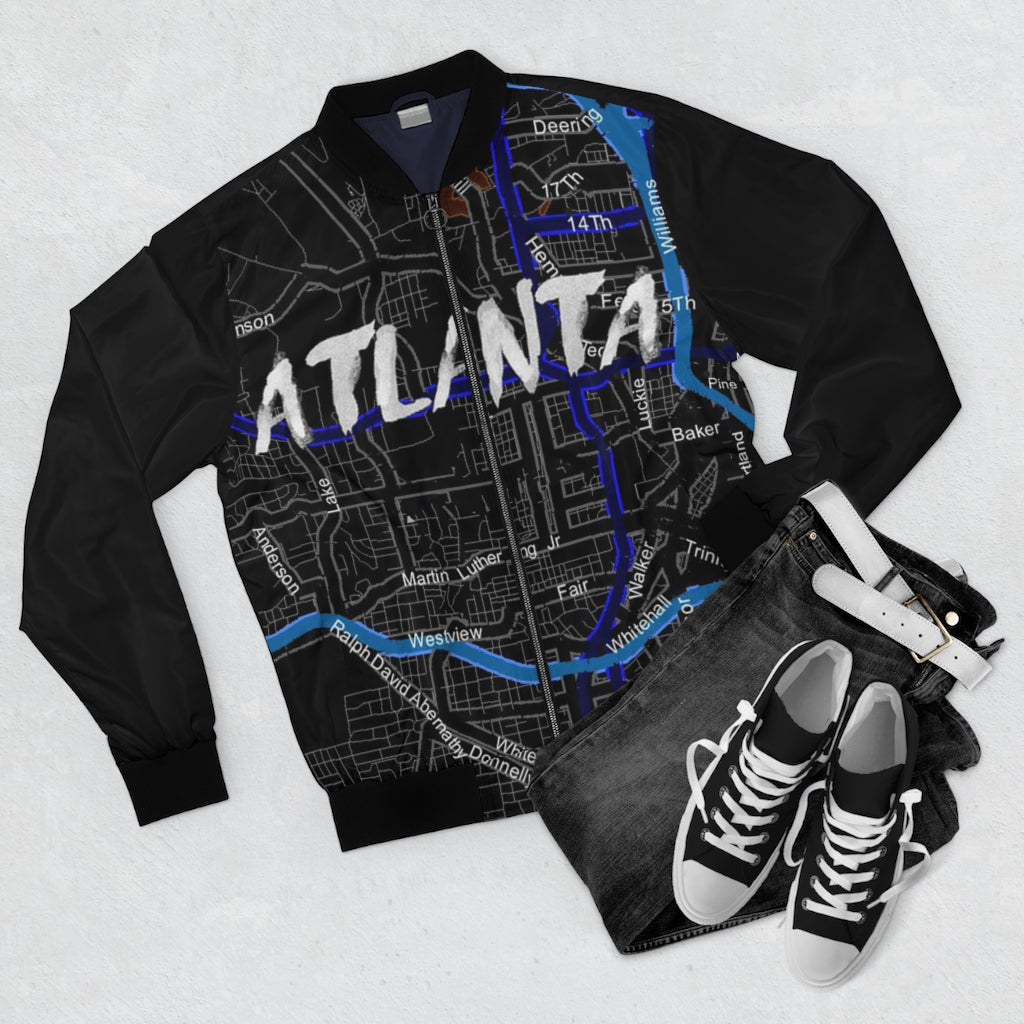 Atlanta Kimante All Black Black Sleeves AOP Bomber Jacket