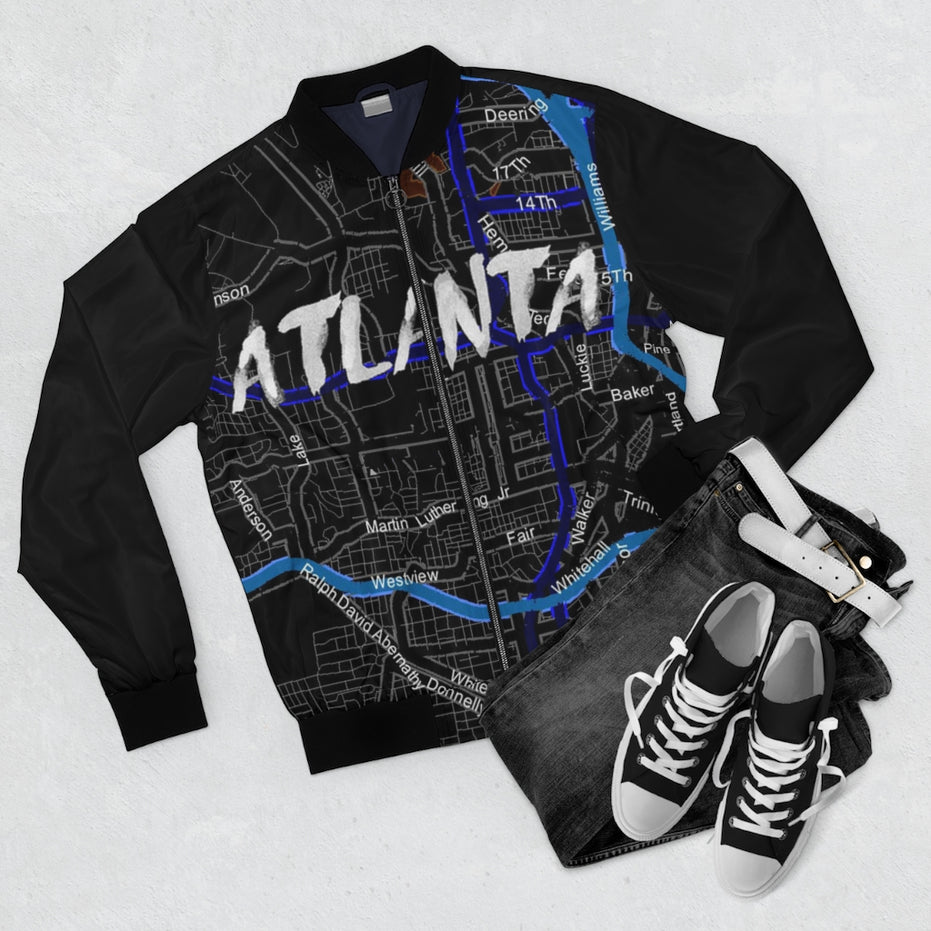 Atlanta Kimante All Black Black Sleeves AOP Bomber Jacket