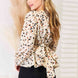 Double Take Printed Tied Plunge Peplum Blouse