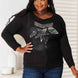 Double Take Sequin Graphic Dolman Sleeve Knit Top