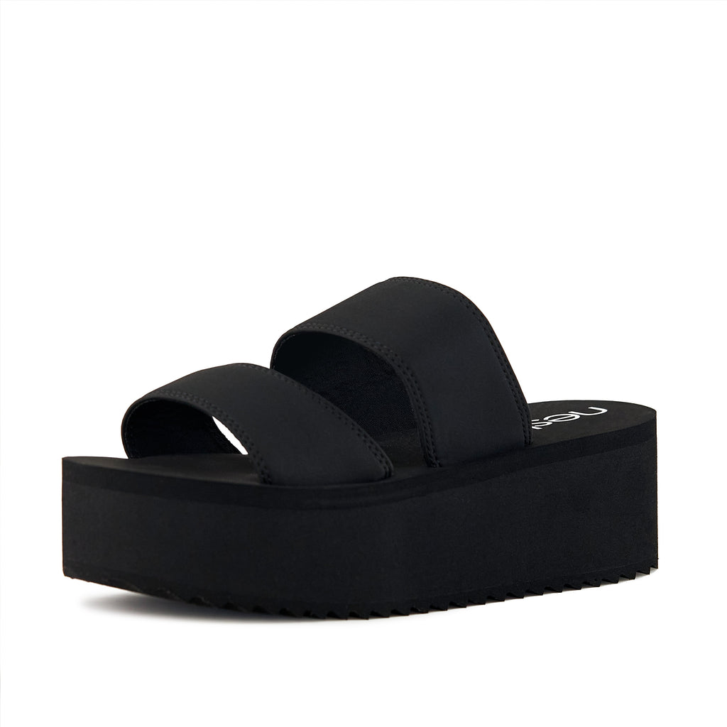 Women's Platform Sandal 2 Band Black by Nest Shoes