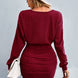 Ruched Dropped Shoulder Textured Knit Dress