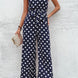 Polka Dot Grecian Wide Leg Jumpsuit