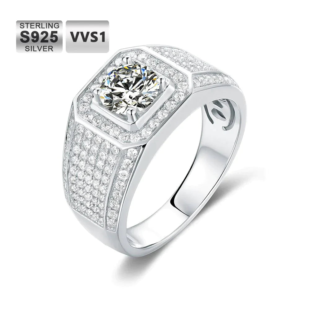 3.0 Carats VVS1 Moissanite Diamond Fully Iced Out Men's Ring by Bling Proud | Urban Jewelry Online Store