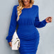 Ruched Dropped Shoulder Textured Knit Dress