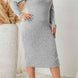 Plus Size Square Neck Long Sleeve Slit Dress