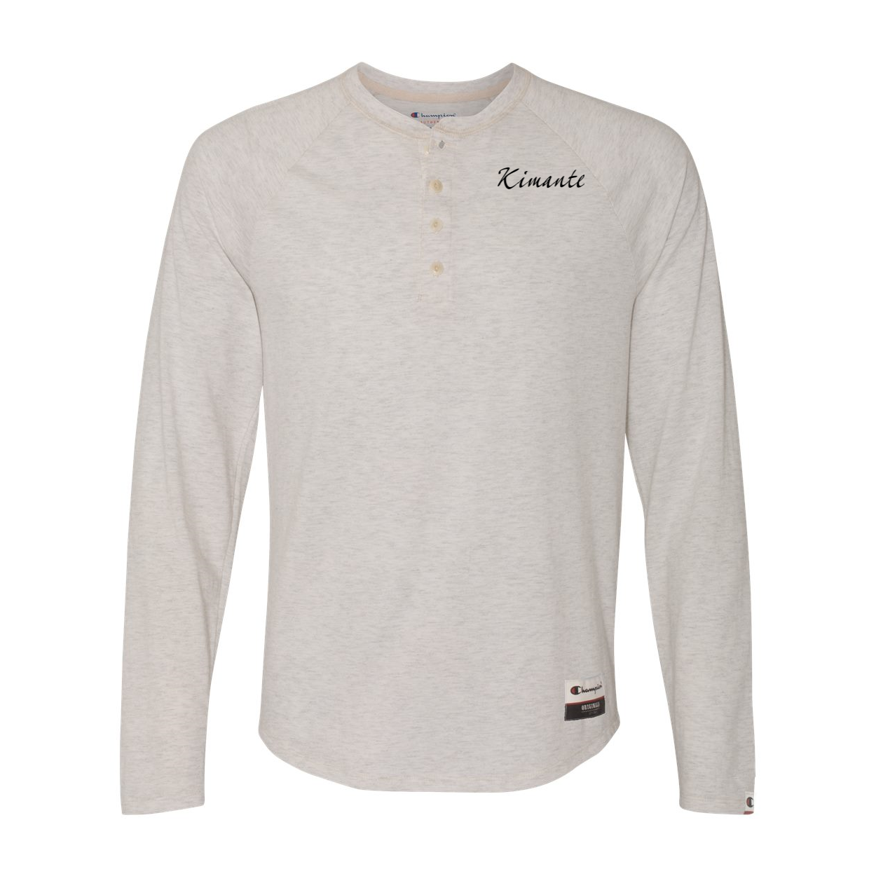 Original Kimante Black Logo Slub Henley Long Sleeve Shirt - Kimante Discounted Fashionionable clothing 