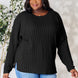 Basic Bae Full Size Ribbed Round Neck Slit T-Shirt