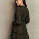 Leopard Smock Waist Long Sleeve Dress