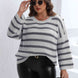 Plus Size Striped Dropped Shoulder Sweater