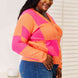 Woven Right Checkered V-Neck Dropped Shoulder Cardigan