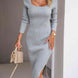 Rib-Knit Slit Sweater Dress