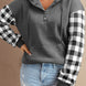 Plaid Quarter-Snap Hoodie with Pocket