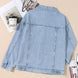 Pocketed Geometric Collared Neck Denim Jacket