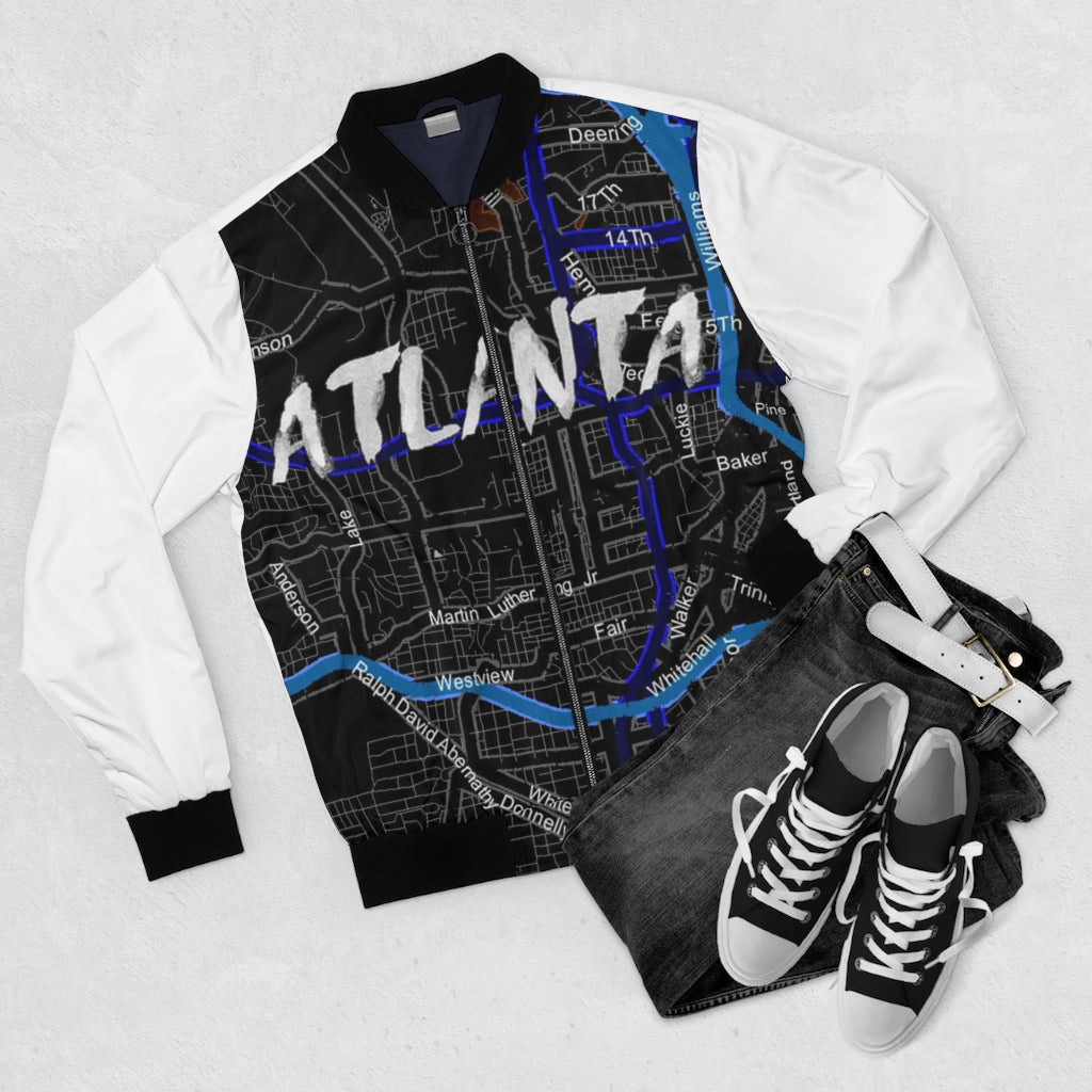 Atlanta Kimante All Black White Sleeves AOP Bomber Jacket