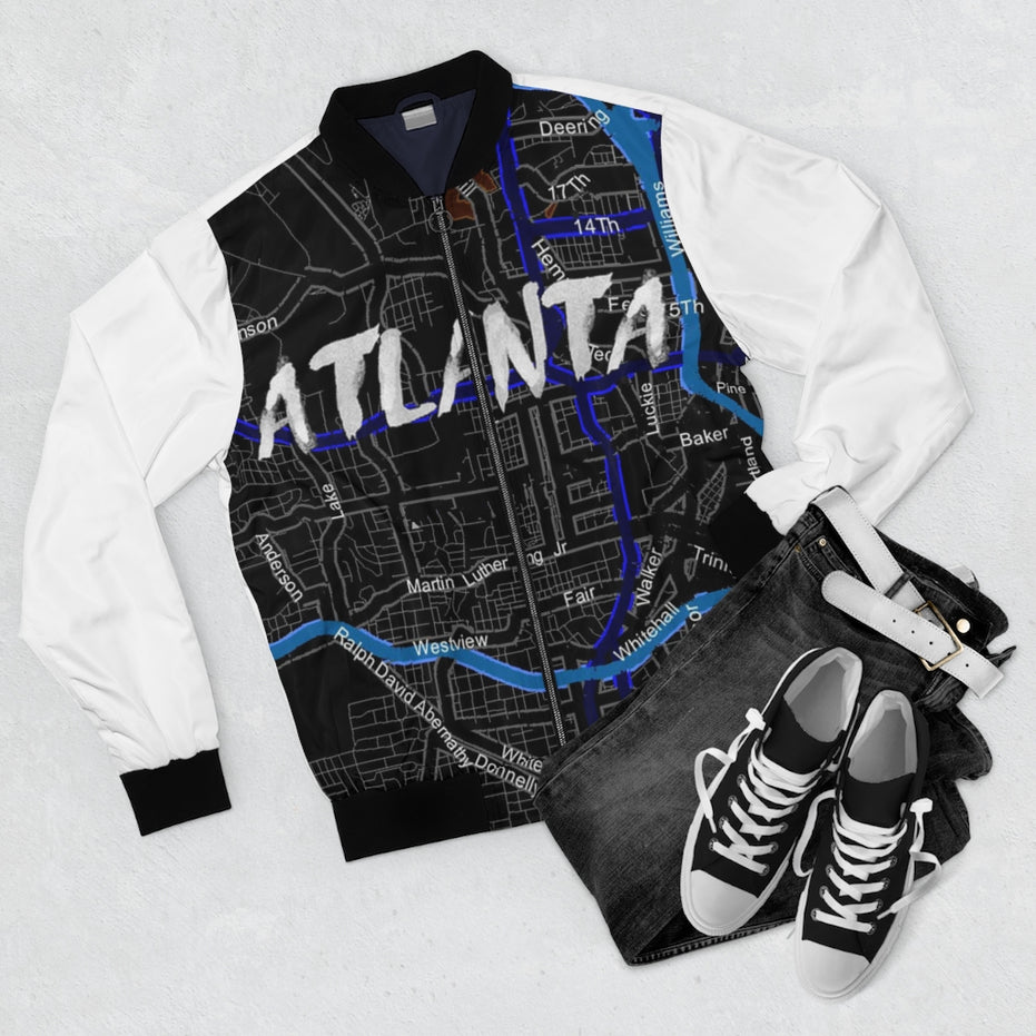Atlanta Kimante All Black White Sleeves AOP Bomber Jacket
