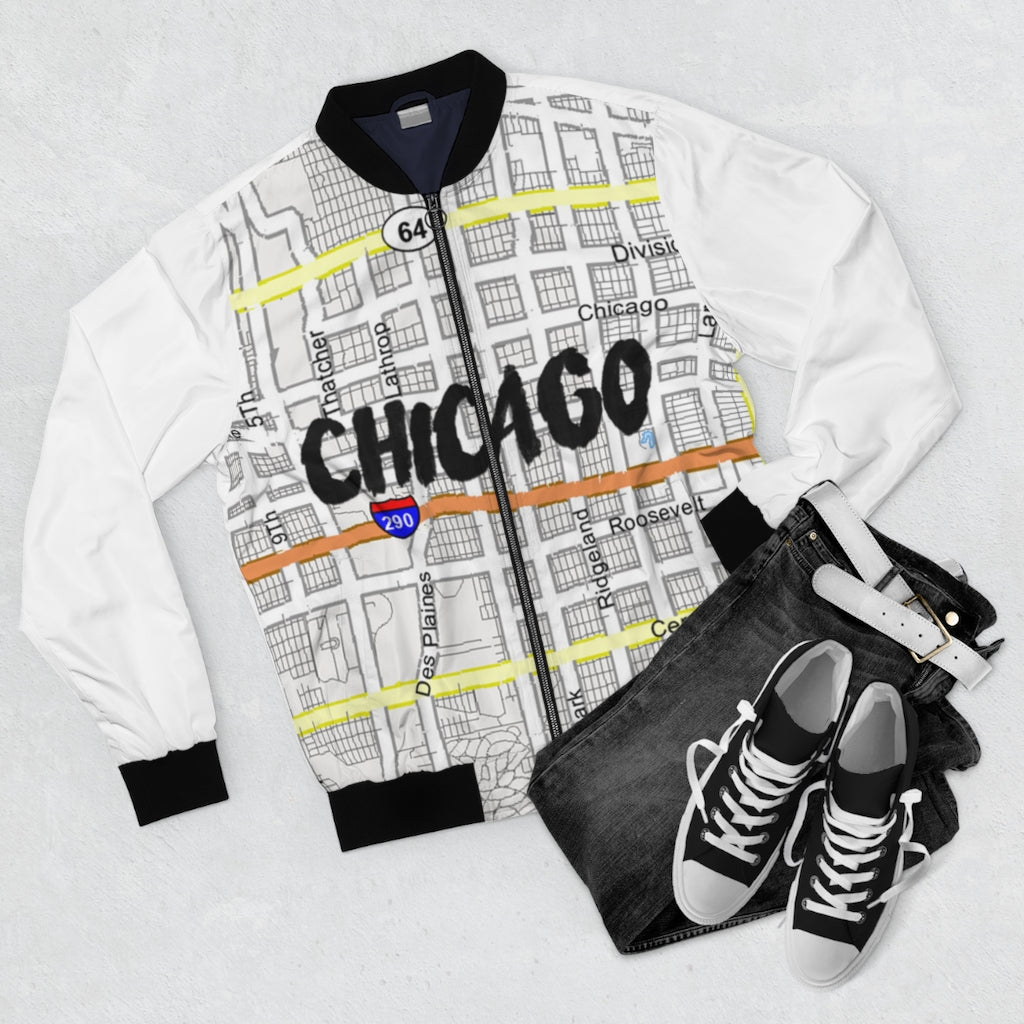 Chicago Kimante White AOP Bomber Jacket