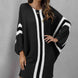 Ribbed Round Neck Long Sleeve Sweater Dress