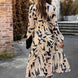 Printed V-Neck Long Sleeve Midi Dress