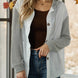 Contrast Button Up Drawstring Hooded Shirt
