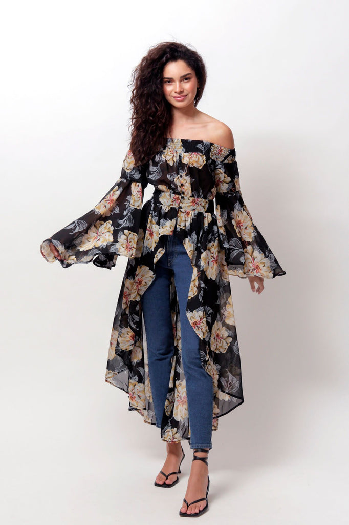 Dahlia Off The Shoulder Duster by LUVMEMORE