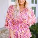 Floral V-Neck Tie Front Ruffled Blouse