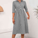 Plaid Collared Neck Midi Dress