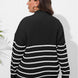 Plus Size Zip-Up Striped Sweater